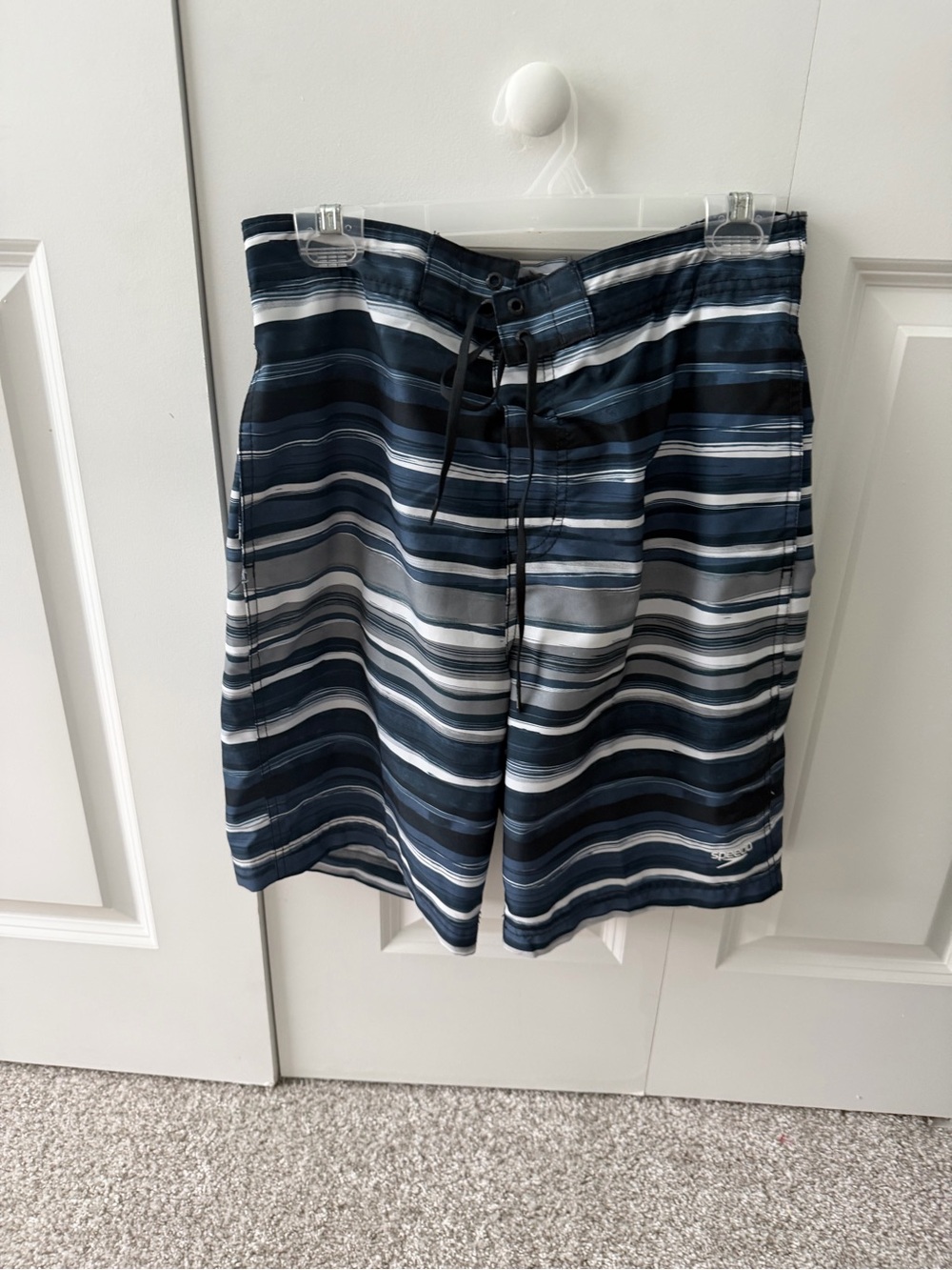 Men’s Speedo Striped Swim Trunks EUC